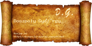 Doszpoly György névjegykártya